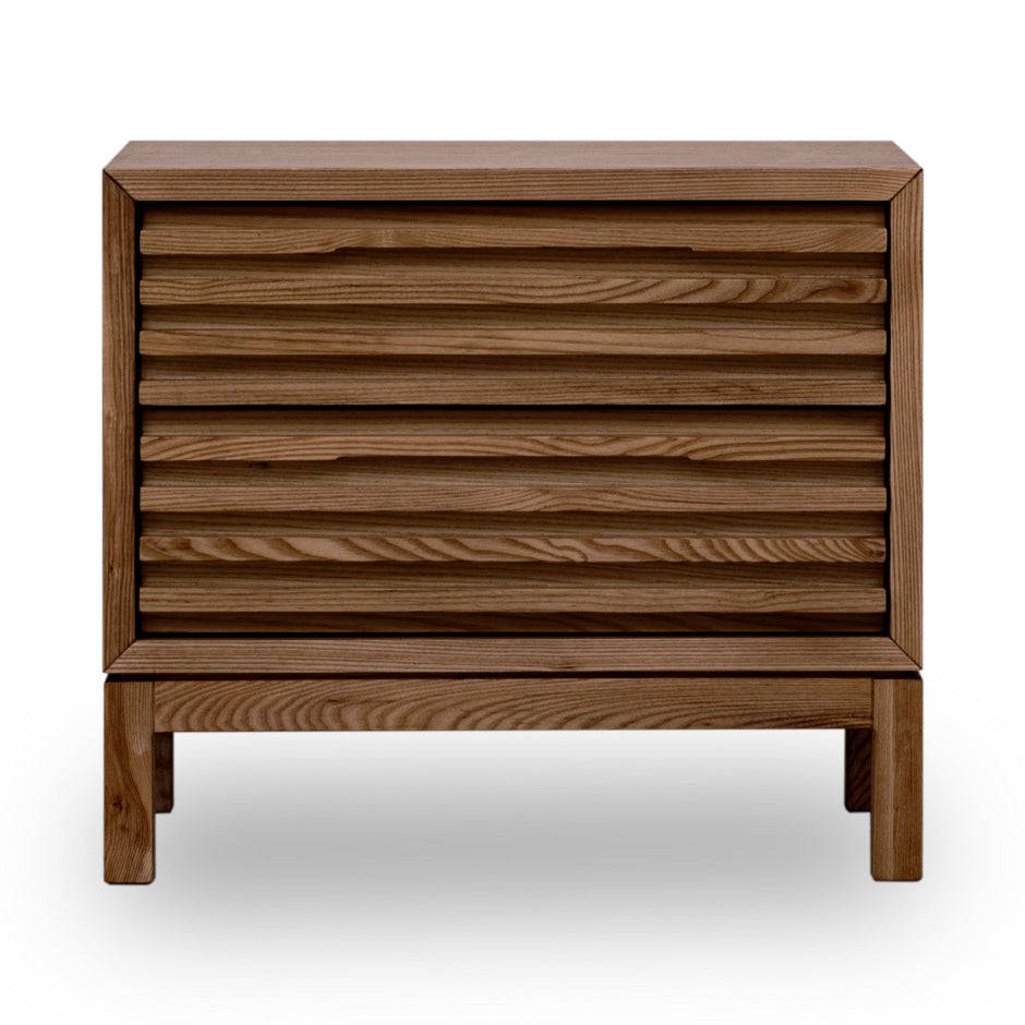 Tanner Two Drawer Ash Wood Nightstand in Roux