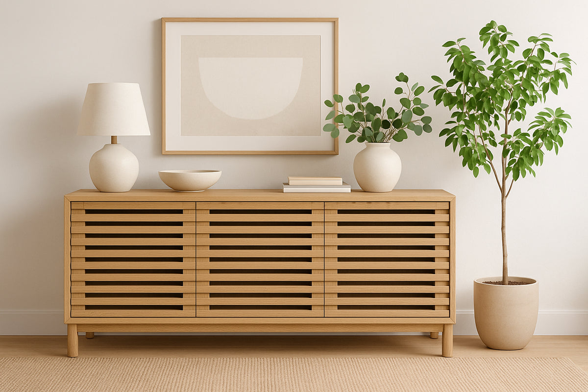 Tanner Three Door Media Console in Flaxen