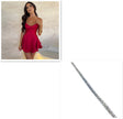 Sexy Suspender Skirt for Women Elegant Slim Strap Satin Backless Lace up A-Line Short Dress Lady