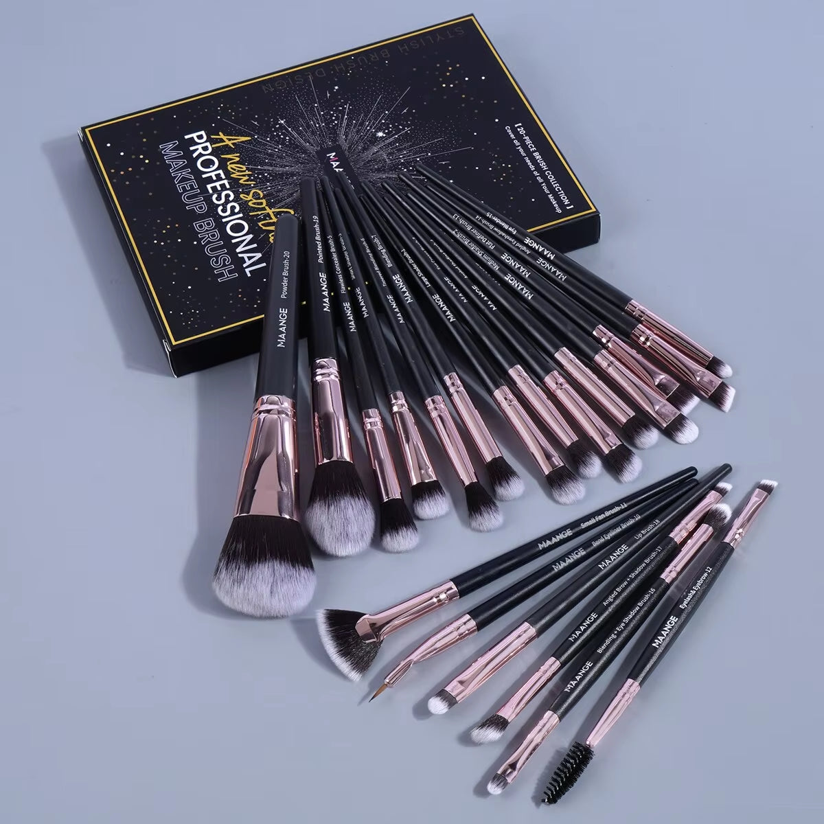 20Pcs Makeup Brushes with Box Professional Cosmetic Powder Eye Shadow Foundation Blush Blending Beauty Tool for Women