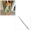 Sexy Suspender Skirt for Women Elegant Slim Strap Satin Backless Lace up A-Line Short Dress Lady