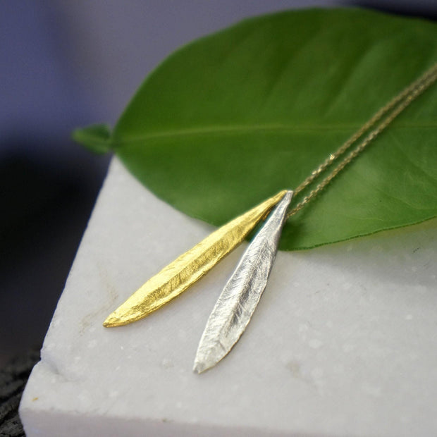 Real Olive Leaf Pendant, Handmade Nature Jewelry, Organic Minimalist Necklace, Gift for Health & Longevity, Gold or Sterling Silver 925