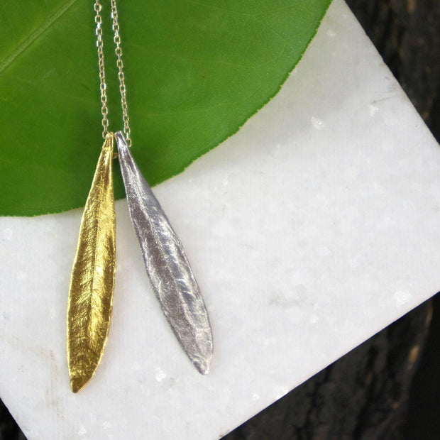 Real Olive Leaf Pendant, Handmade Nature Jewelry, Organic Minimalist Necklace, Gift for Health & Longevity, Gold or Sterling Silver 925