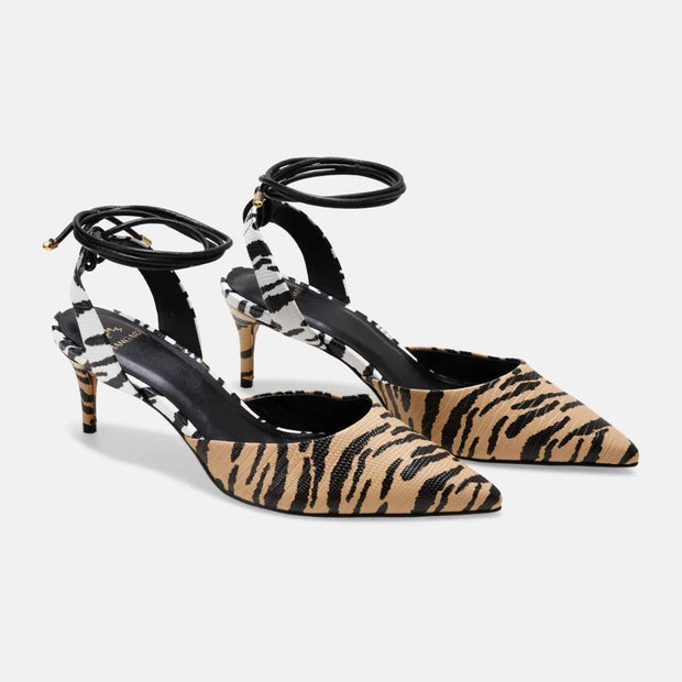 Jaborandi Animal Print Calf Leather Heels – 6.5cm Strappy