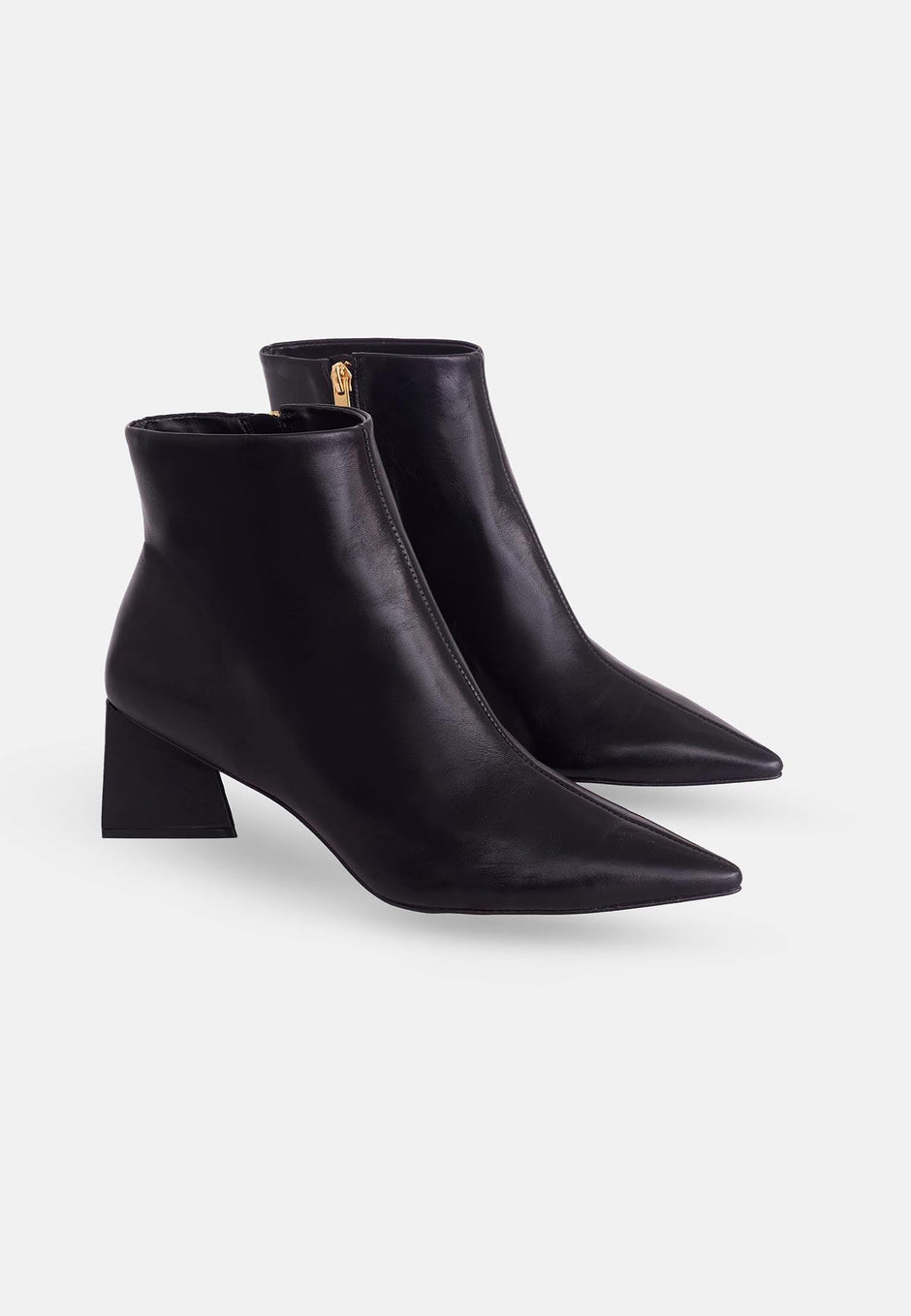 Mabea Black Sheepskin Ankle Boots – 6.4cm Pointed Block Heel