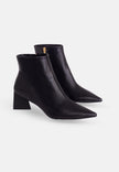 Mabea Black Sheepskin Ankle Boots – 6.4cm Pointed Block Heel