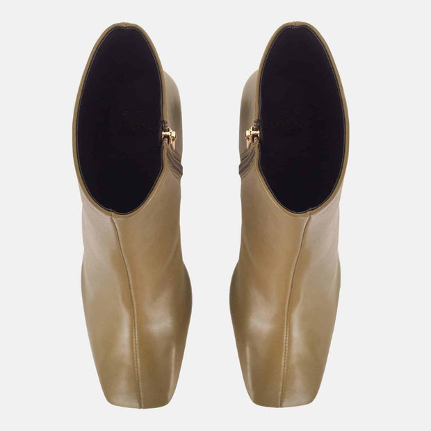 Senna Goat Olive Leather Boots – 7.6cm Block Heel