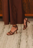 Uvaia Calf Chocolat Leather Sandals – 8.5cm Sculpted Heel