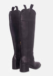 Canna Black Calf Leather Knee-High Riding Boots – 6.5cm Block Heel