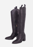 Canna Black Calf Leather Knee-High Riding Boots – 6.5cm Block Heel