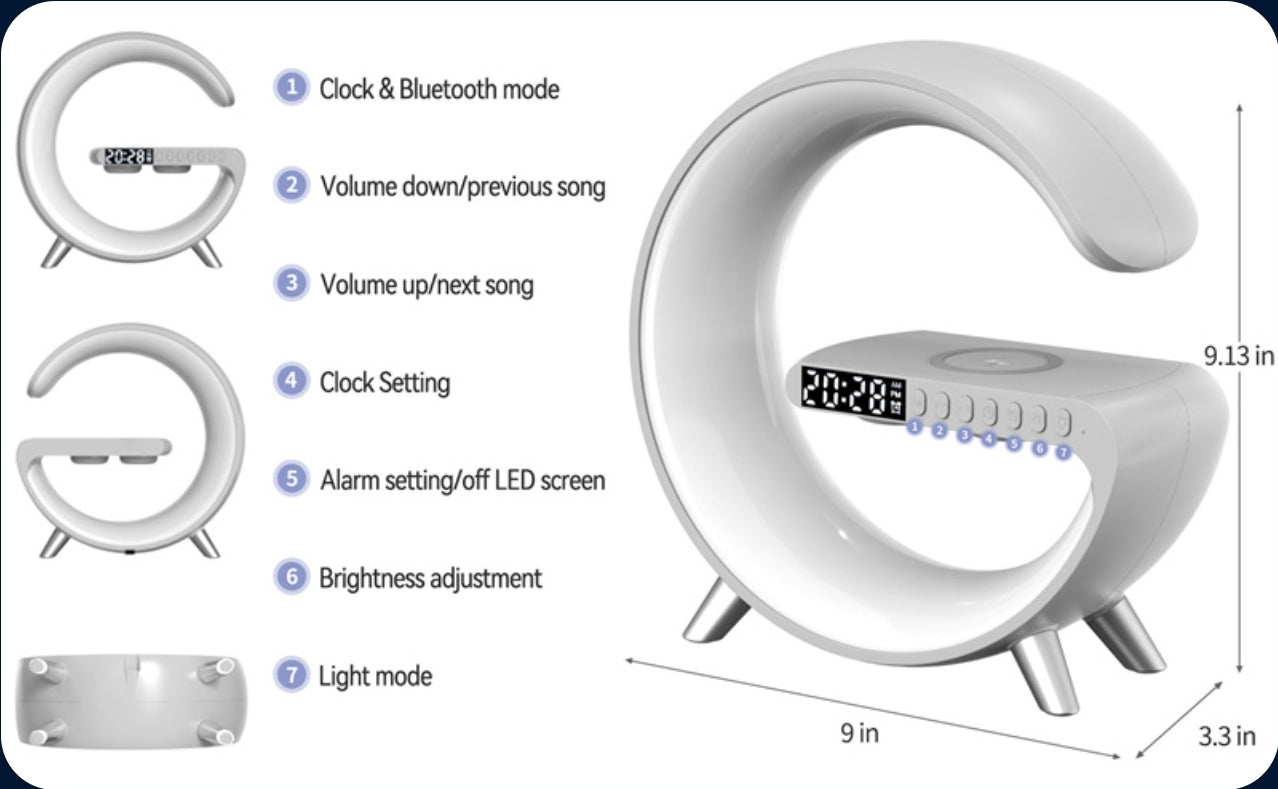 New Intelligent G Shaped LED Lamp Bluetooth Speake Wireless Charger Atmosphere Lamp App Control For Bedroom Home Decor