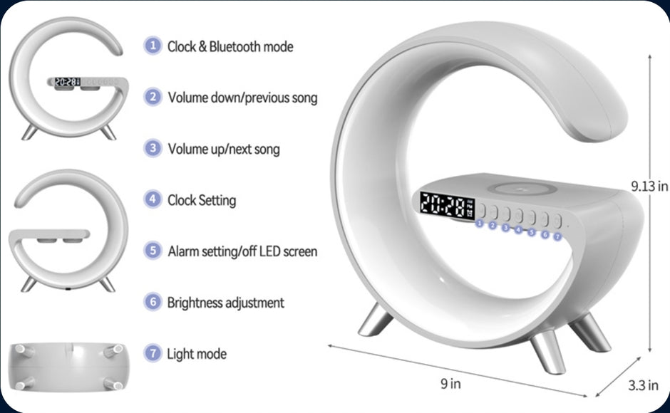 New Intelligent G Shaped LED Lamp Bluetooth Speake Wireless Charger Atmosphere Lamp App Control For Bedroom Home Decor