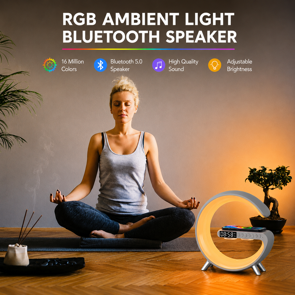New Intelligent G Shaped LED Lamp Bluetooth Speake Wireless Charger Atmosphere Lamp App Control For Bedroom Home Decor