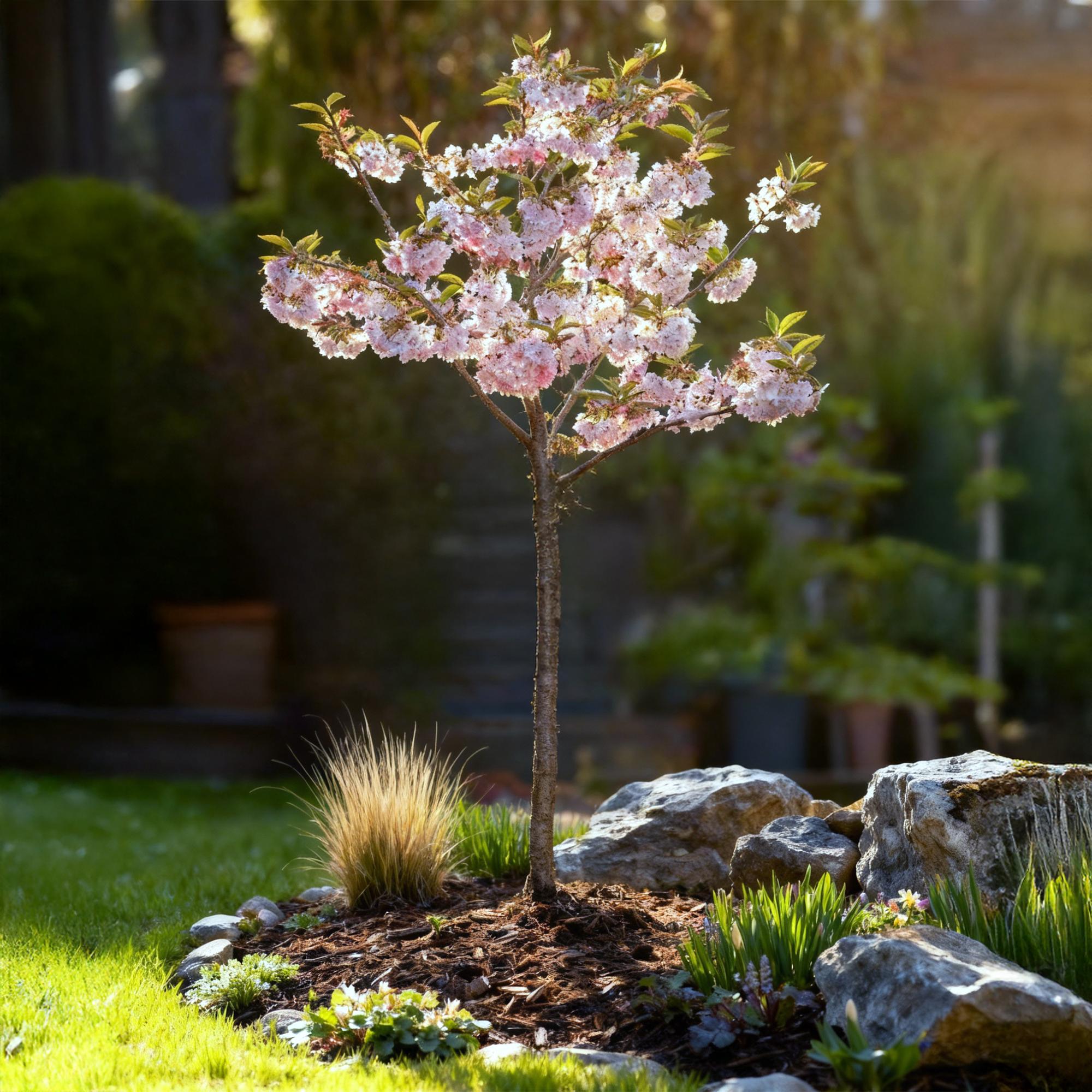 Fuji – Kirsche Prunus incisa Kojou – no – mai – 19cm Höhe ca.90cm – Weiß blühende Terrassenpflanze – Winterhart & laubabwerfend